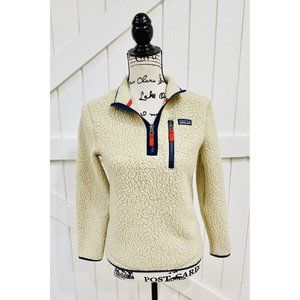 Patagonia L 12 Retro Pile 1/4 Zip Fleece El Cap Khaki Beige Tan Fuzzy Pullover